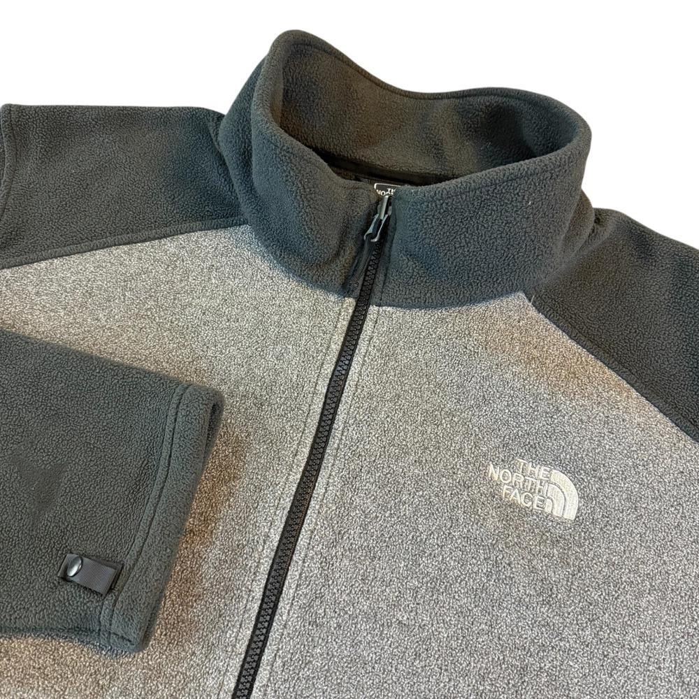 The North Face Mens XXL Full Zip Fleece Jacket Grey Black Outdoor Flashdry